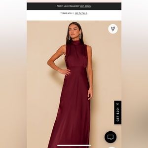 Lulus Classic Elegance Wine Satin Sleeveless Mock Neck Maxi Dress